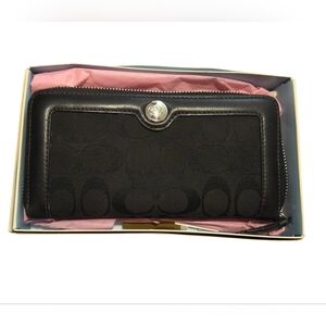 EUC Black Coach Full Length Zip Around Wallet